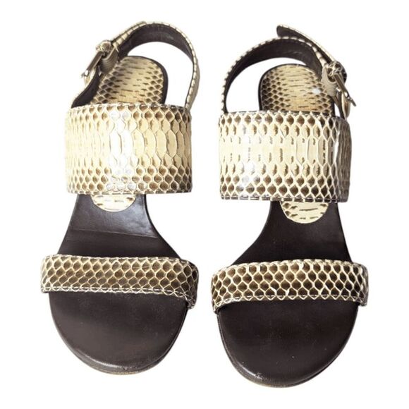 STUART WEITZMAN Bander Roccia Mali Python Slingback Sandals Size 35 - Picture 4 of 5